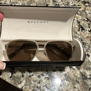 BVLGARI Gold Plated Titanium Polarized Aviators- 5043-T-K 2039/83- 1 day sale